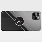 DIY White Monogram Circle Diagonale lijnen, grijs/ iPhone Hoesje (Achterkant horizontaal)