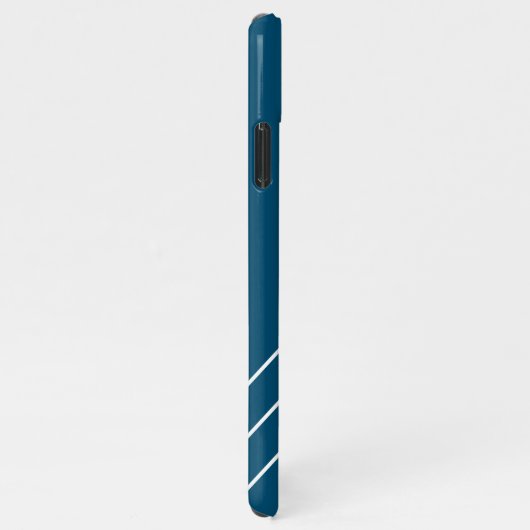 DIY White Monogram Circular Lines Ocean Blue & Bla iPhone Hoesje (Rechterkant)