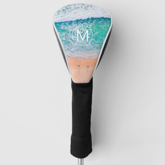 DIY White Monogram in Cirkel, Beach Waves Golfheadcover (Voorkant)