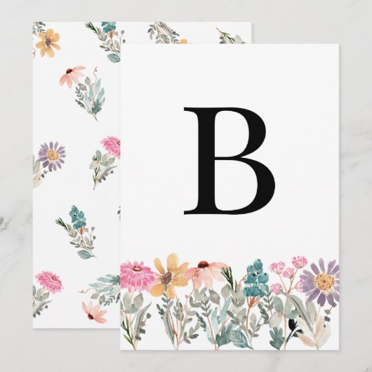 DIY Wildflower Event Letter Number Banner/Bunting Kaart (Voorkant / Achterkant)