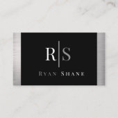 DIY wit & grijs monogram & naam, zwart & zilver Visitekaartje (Voorkant)