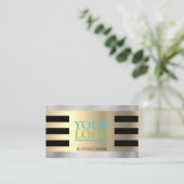 DIY Your Logo Yel Gold Borhed Silver Blk. Stripes Visitekaartje (Staand voorkant)
