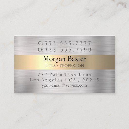 DIY Your Logo Yel Gold Borhed Silver Blk. Stripes Visitekaartje (Achterkant)