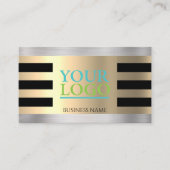 DIY Your Logo Yel Gold Borhed Silver Blk. Stripes Visitekaartje (Voorkant)