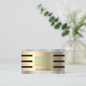 DIY Your Logo Yel Gold & Silver Blk. Stripes, V s  Visitekaartje (Staand voorkant)