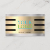 DIY Your Logo Yel Gold & Silver Blk. Stripes, V s  Visitekaartje (Voorkant)