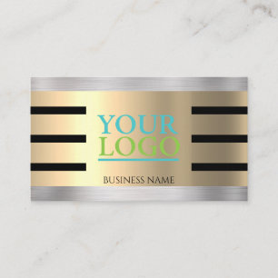 DIY Your Logo Yel Gold & Silver Blk. Stripes, V s  Visitekaartje