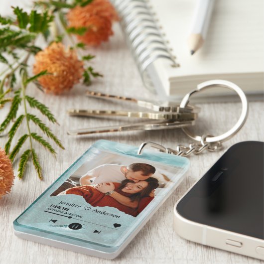 DIY Your Love Story: gepersonaliseerde acrylmuziek Sleutelhanger (Voorkant Rechts)