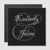 DIY Zijn & Haar Script Namen, Wit & Grijs op Zwart (Voorkant / Achterkant)