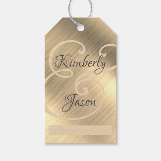 DIY Zijn/Haar scriptnamen, Tan/Grijs, Geel Goud Me Cadeaulabel (Voorkant)