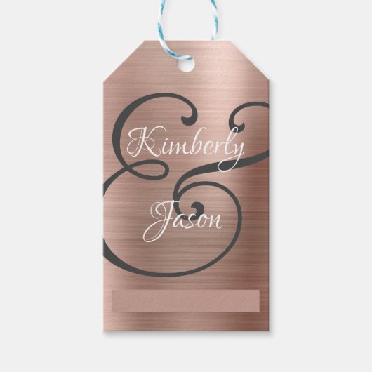 DIY Zijn/Haar scriptnamen, Wh/Grijs, Roze Gouden M Cadeaulabel (Voorkant)