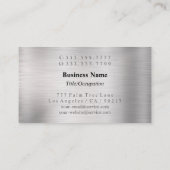 DIY Zwart & Grijs Monogram & Naam, Geborsteld Zilv Visitekaartje (Achterkant)