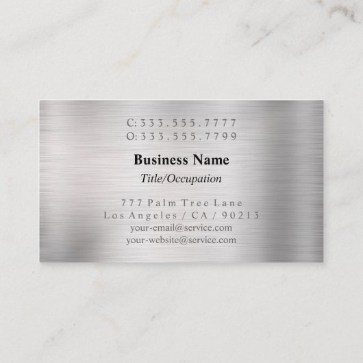 DIY Zwart & Grijs Monogram & Naam, Geborsteld Zilv Visitekaartje (Achterkant)