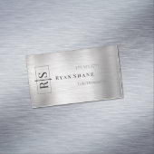 DIY zwart monogram in doos, naam, geborsteld zilve Magnetisch Visitekaartje (Voorbeeld)