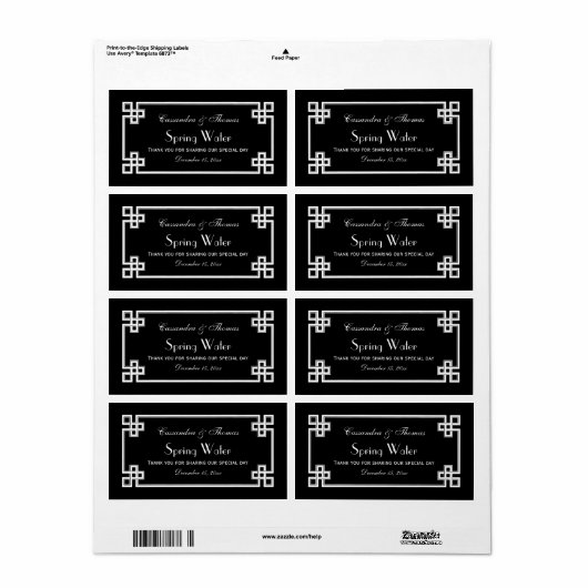 DIY Zwart Wit Grieks Sleutel Lijst H Waterflesje L Etiket (Full Sheet)