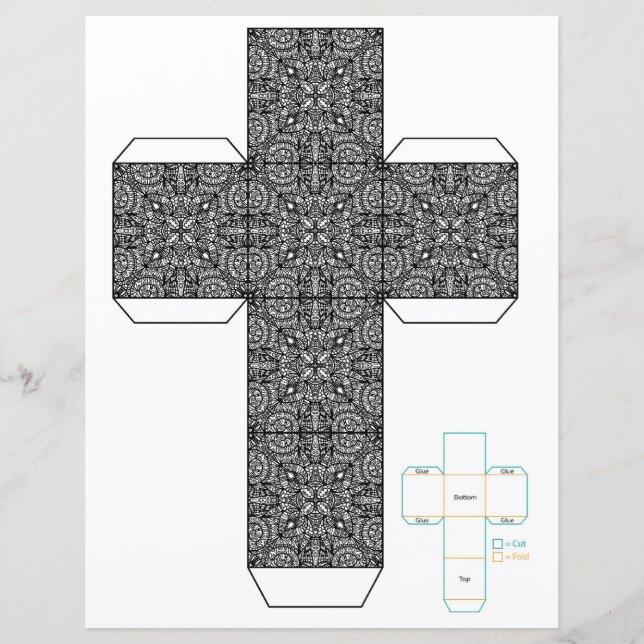 DIY zwart-wit trendy doodle box Sjabloon (Voorkant)