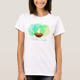 Diya Diwali Green Waterverf T-shirt