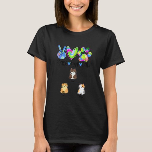 Diztomaz Vrede Liefde Kat Drie Katten T-shirt (Voorkant)