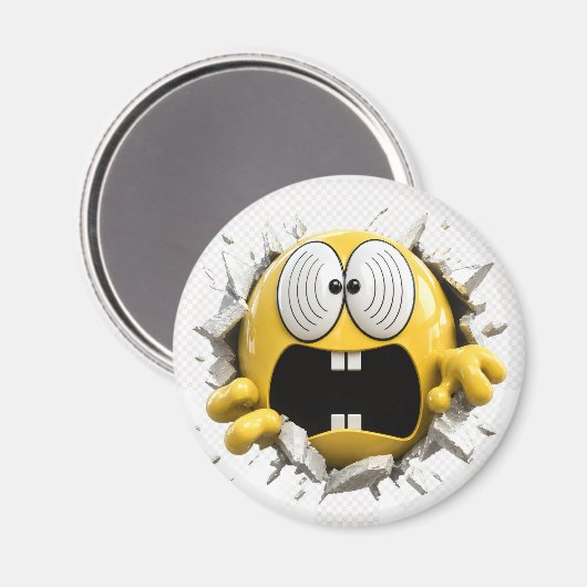 Dizzy 3D Emoji Round Magnet (Voorkant / Achterkant)
