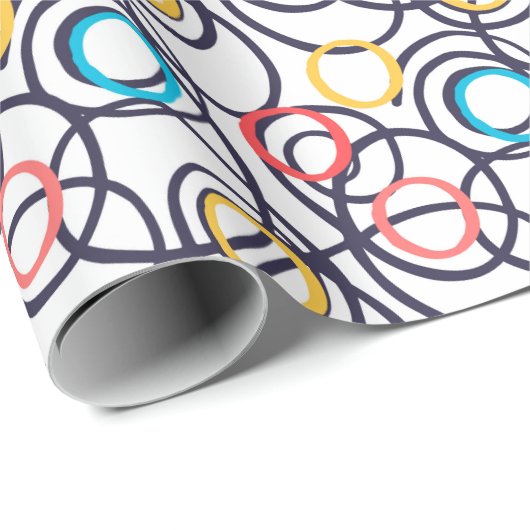 Dizzy Doodle Circles op wit Cadeaupapier (Rol Hoek)