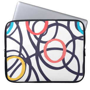 Dizzy Doodle Circles op wit Laptop Sleeve
