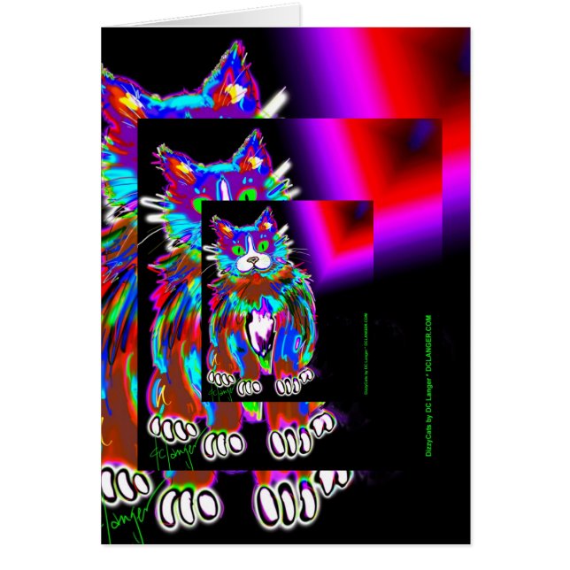DizzyCats-kaarten met de gekke Psycho DizzyC (Voorkant)