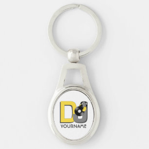 DJ aangepaste kleur- en monogram-sleutelketen Sleutelhanger