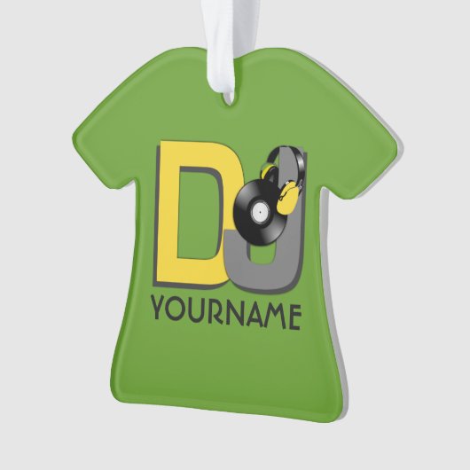 DJ aangepaste kleur- en monogram-versiering Ornament (voorkant)