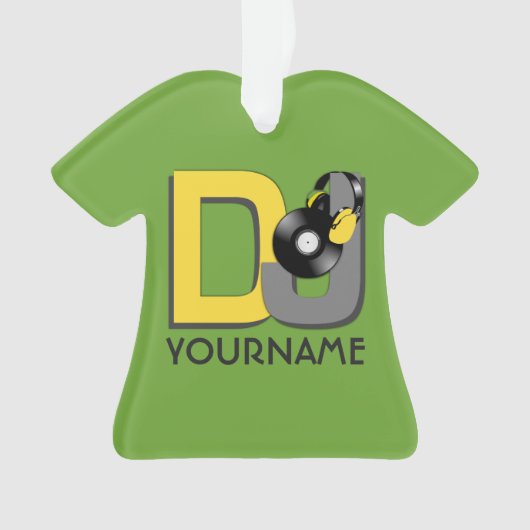 DJ aangepaste kleur- en monogram-versiering Ornament (voorkant)