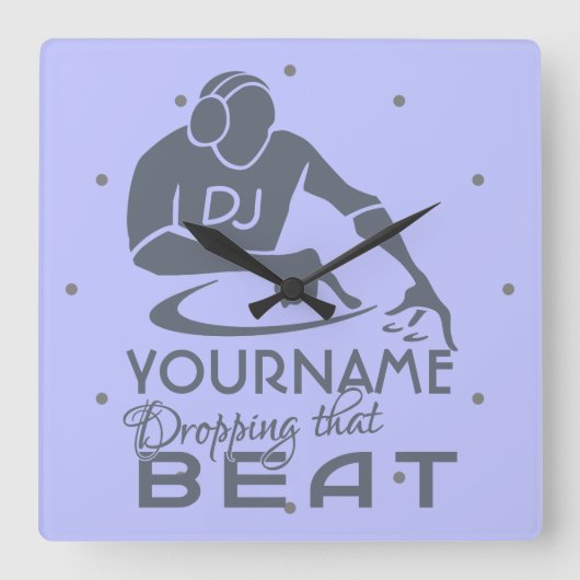 DJ aangepaste kleuren en monogram wandklok (Voorkant)
