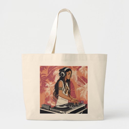 dj afro girl grote tote bag (Voorkant)