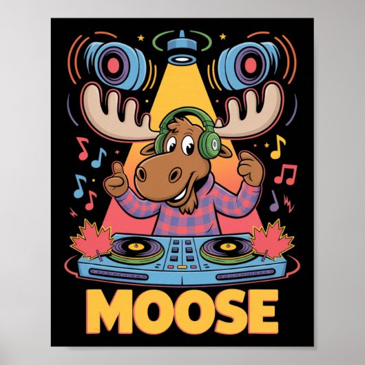 DJ Animal Moose Mixing Beats Music Fun Poster (Voorkant)