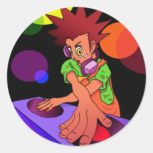 DJ Anime Jr. Ronde Sticker (Voorkant)