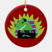 Dj-asaurus Rex Keramisch Ornament (Achterkant)