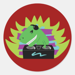 Dj-asaurus Rex Ronde Sticker