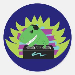 Dj-asaurus Rex Ronde Sticker
