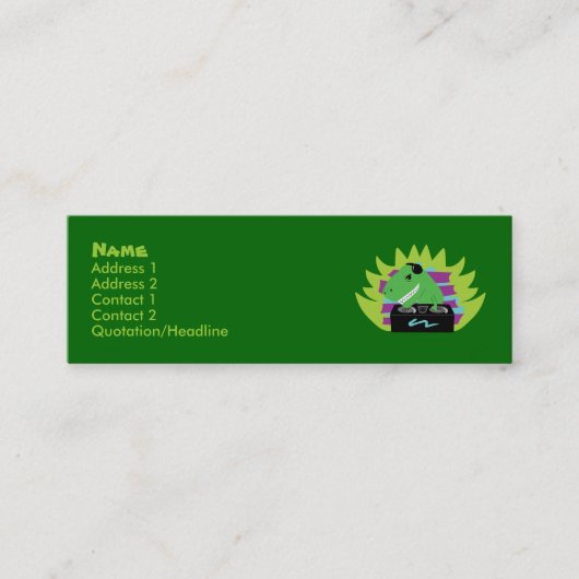 Dj-asaurus Rex T-Rex DJ-profielkaarten Mini Visitekaartje (Voorkant)