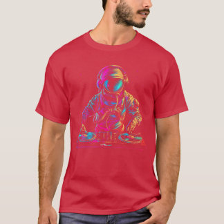 DJ Astronaut Ruimte EDMechno House Muziek Vinyl T-shirt