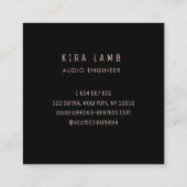 DJ Audio Engineer Hoofdtelefoon Roos Gold Glitter Vierkante Visitekaartje (Achterkant)