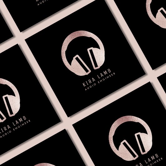 DJ Audio Engineer Hoofdtelefoon Roos Gold Glitter Vierkante Visitekaartje