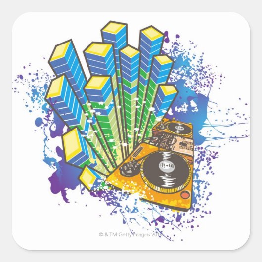 DJ-bedieningspaneel Vierkante Sticker (Voorkant)