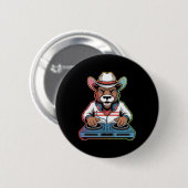 DJ Beer Cowboy Mixing Beats Ronde Button 5,7 Cm (Voorkant /achterkant)