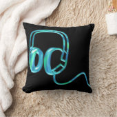DJ Blue Earphones/Blue Record Pillow Kussen (Deken)