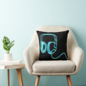 DJ Blue Earphones/Blue Record Pillow Kussen (Stoel)