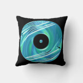 DJ Blue Earphones/Blue Record Pillow Kussen (Achterkant)