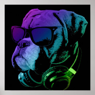 DJ Boxer Dog Wall Art | Speciaal cadeau Poster