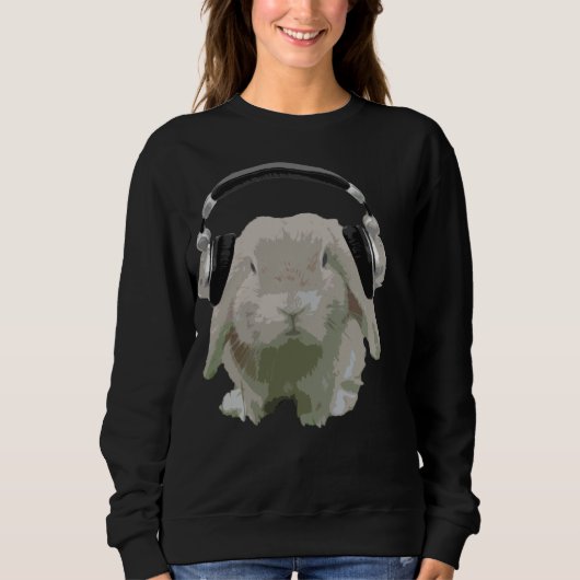 DJ Bunny Rabbit met headphones Fun Music Lover Trui (Voorkant)