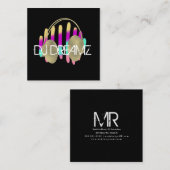 DJ Business Music Producer Neon en Faux Gold Vierkante Visitekaartje (Voorkant / Achterkant)