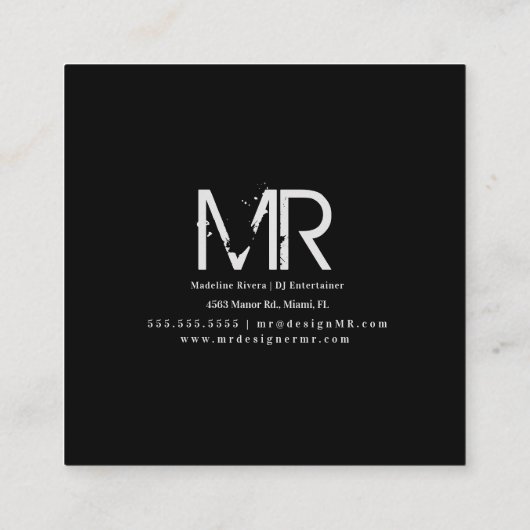 DJ Business Music Producer Neon en Faux Gold Vierkante Visitekaartje (Achterkant)