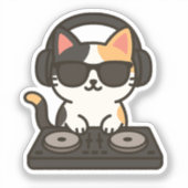 DJ Calico Cat Mixing Tracks Sticker (Voorkant)